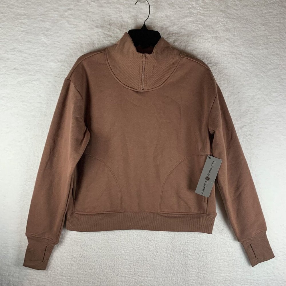 Harmony Balance Sweatshirt Women's S Brown Cotton Fleece Lined Long Sleeve 7047
